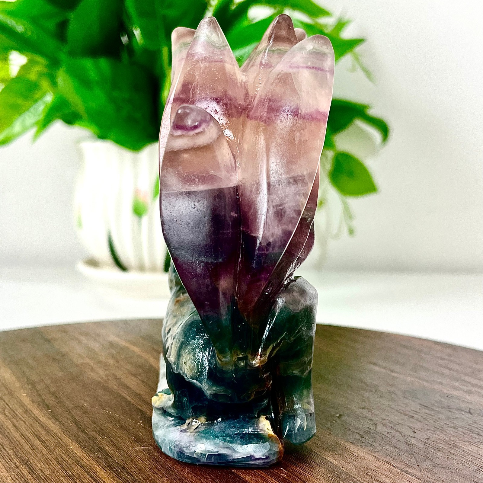 2.05LB Natural fluorite quartz products, hand carved and polished spiritual orna