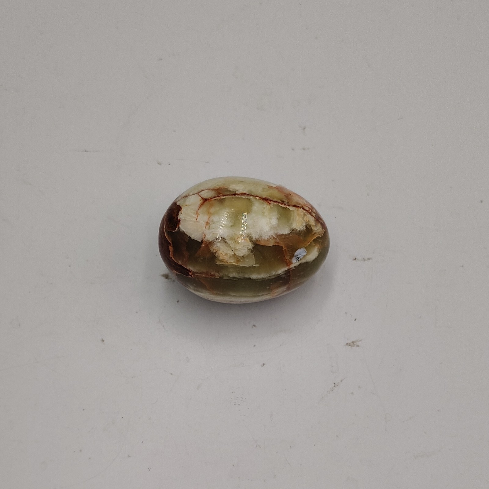 Polished Green/White/Brown Stone Egg Crystal Mineral Specimen alabaster
