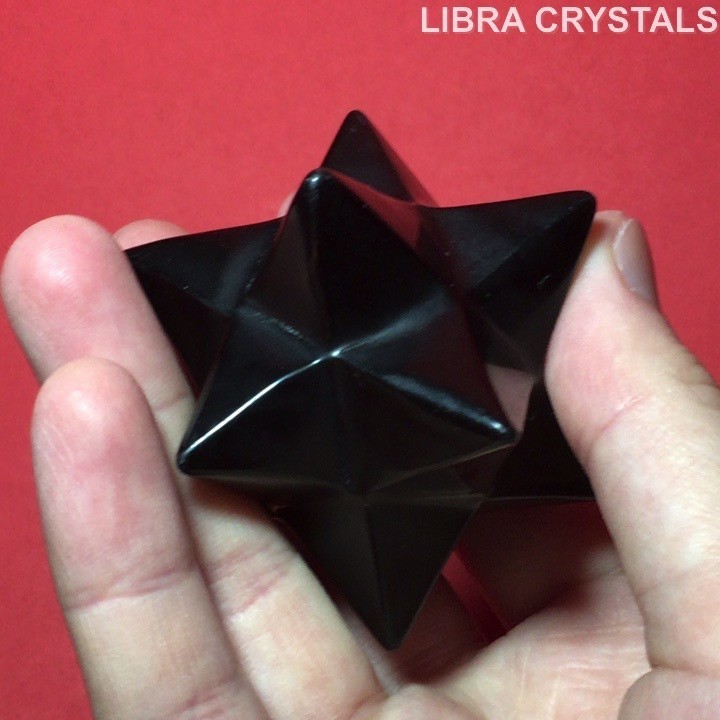 Black Obsidian Merkaba Star Crystal 2in 106g Sacred Geometry Polished Protection