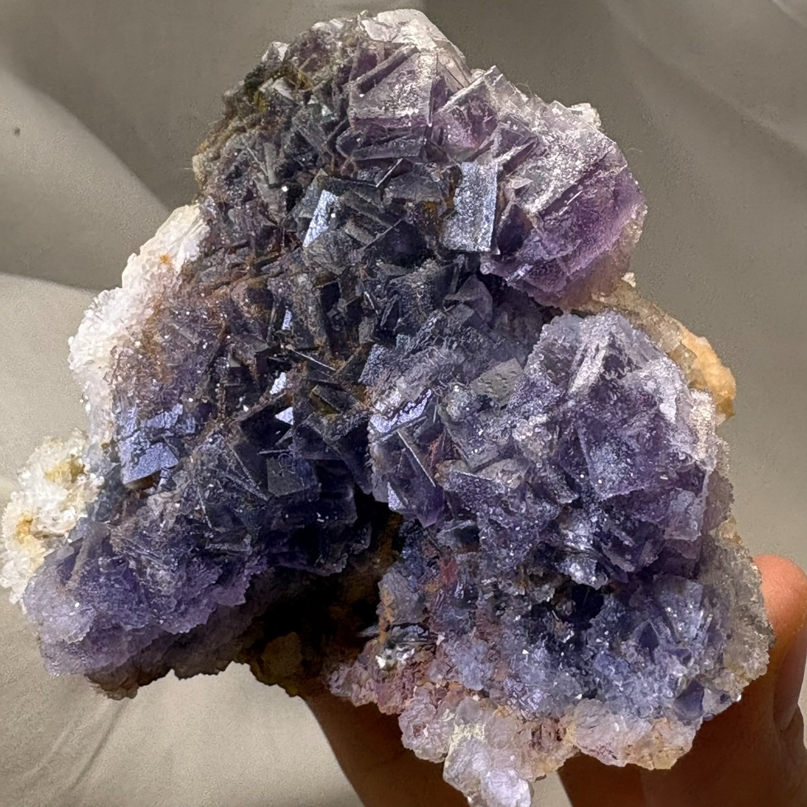 Large Rare Dual Color Fluorescent Natural Fluorite Double Sided Mineral Specimen