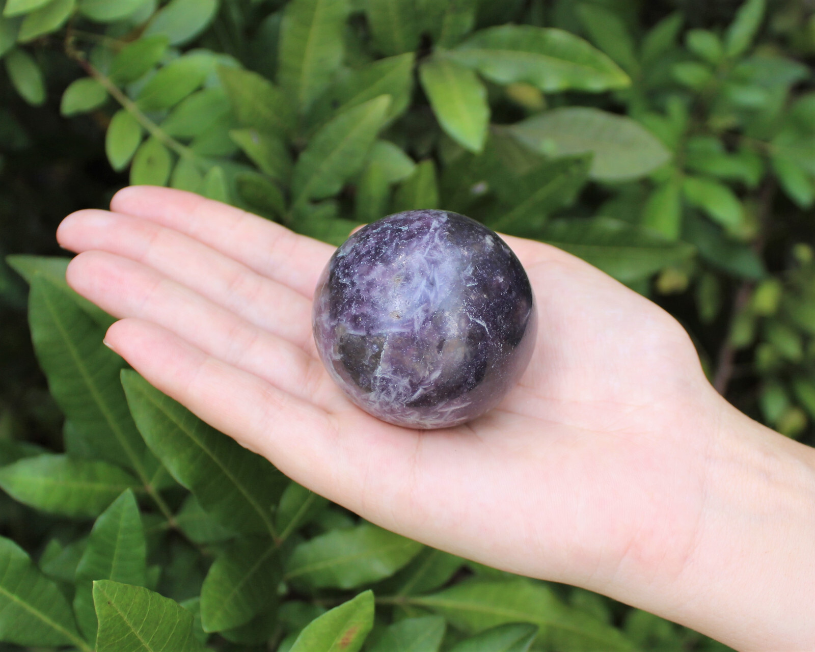 Lepidolite Crystal Sphere LARGE 2″ Sphere + Stand (AA Quality Lepidolite Sphere)
