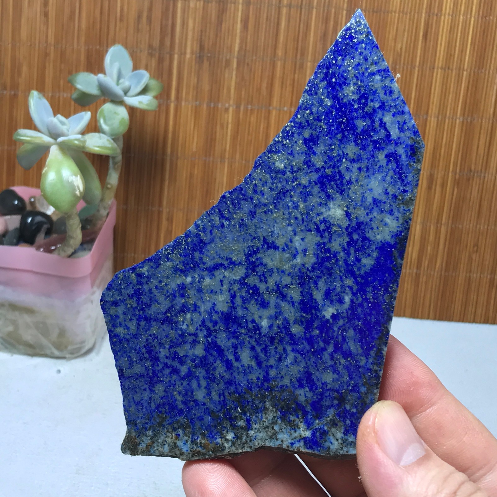 118-79-6mm Natural Lapis lazuli slice Crystal gemstone Polish/rough 104g A2860