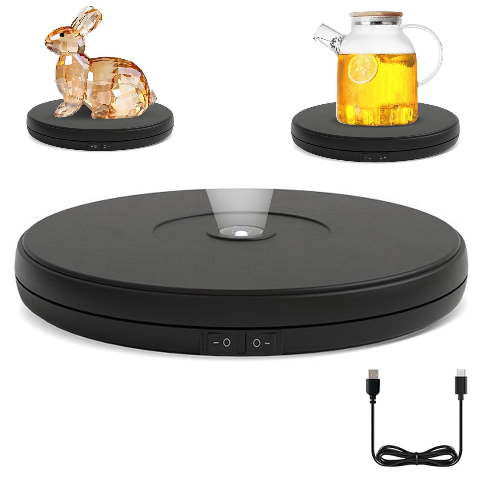 10” LED Rotating Display Stand, 360° Motorized Turntable with Lights, 22lbs …
