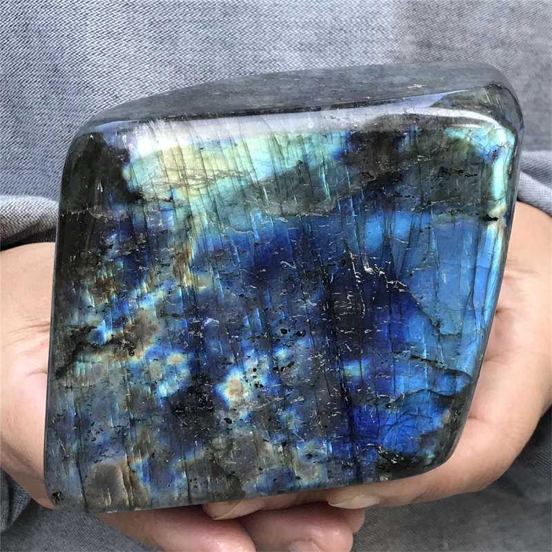 980g Natural Labradorite Quartz Crystal Spectrolite Mineral Reiki healing