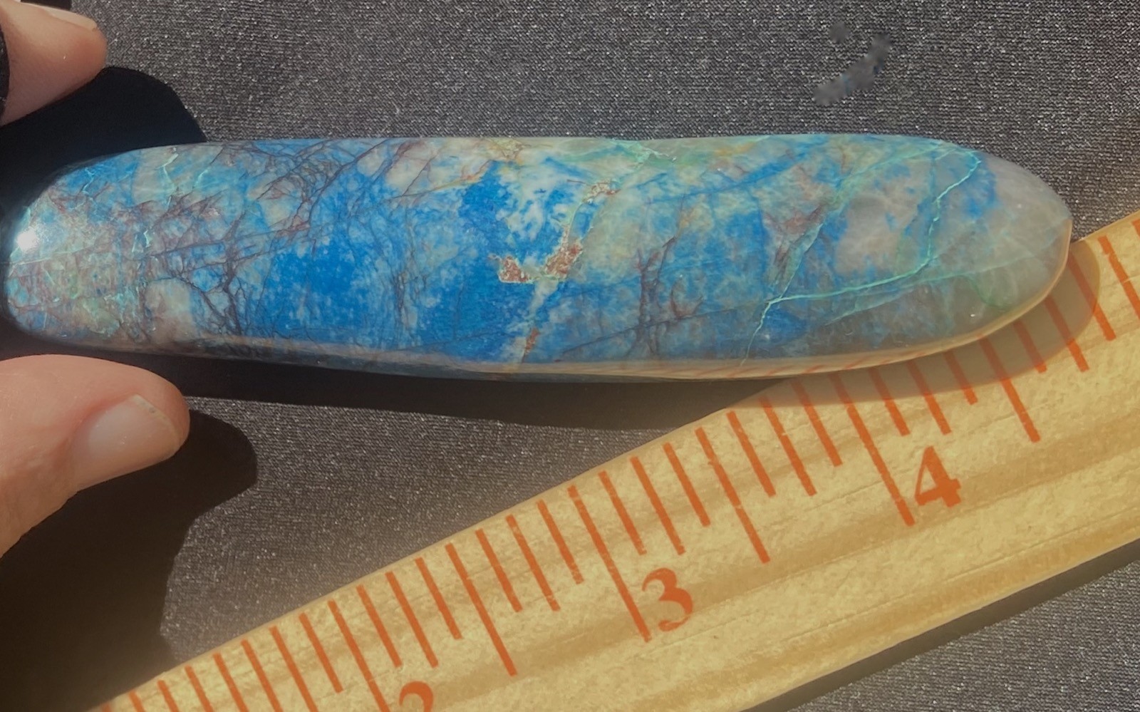 SHATTUCKITE BIG VERY FINE MASSAGE WAND CERULEAN BLUE POLISHED 15 GRAM NAMIBIA