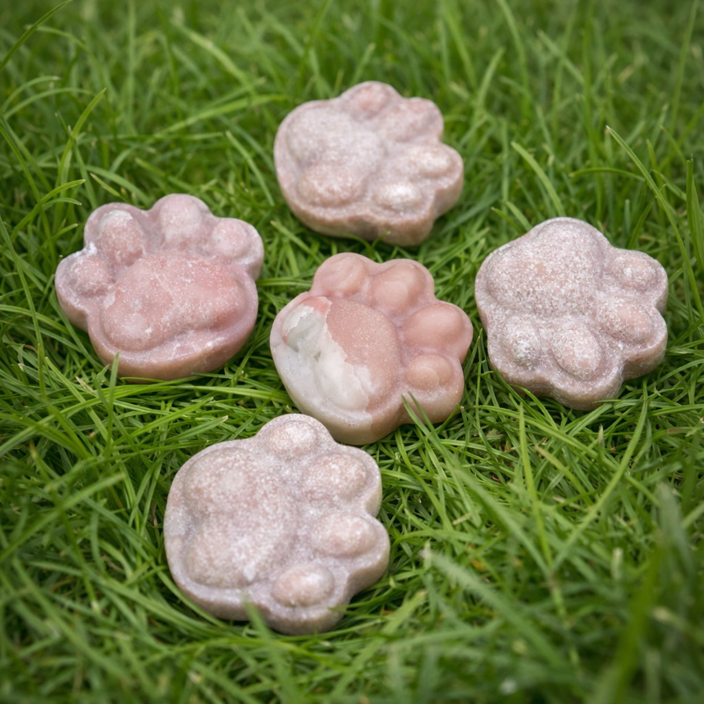 Pink Opal Crystal Paw Carving Stone Pink Protection Trinket Cat Dog Lover Gift
