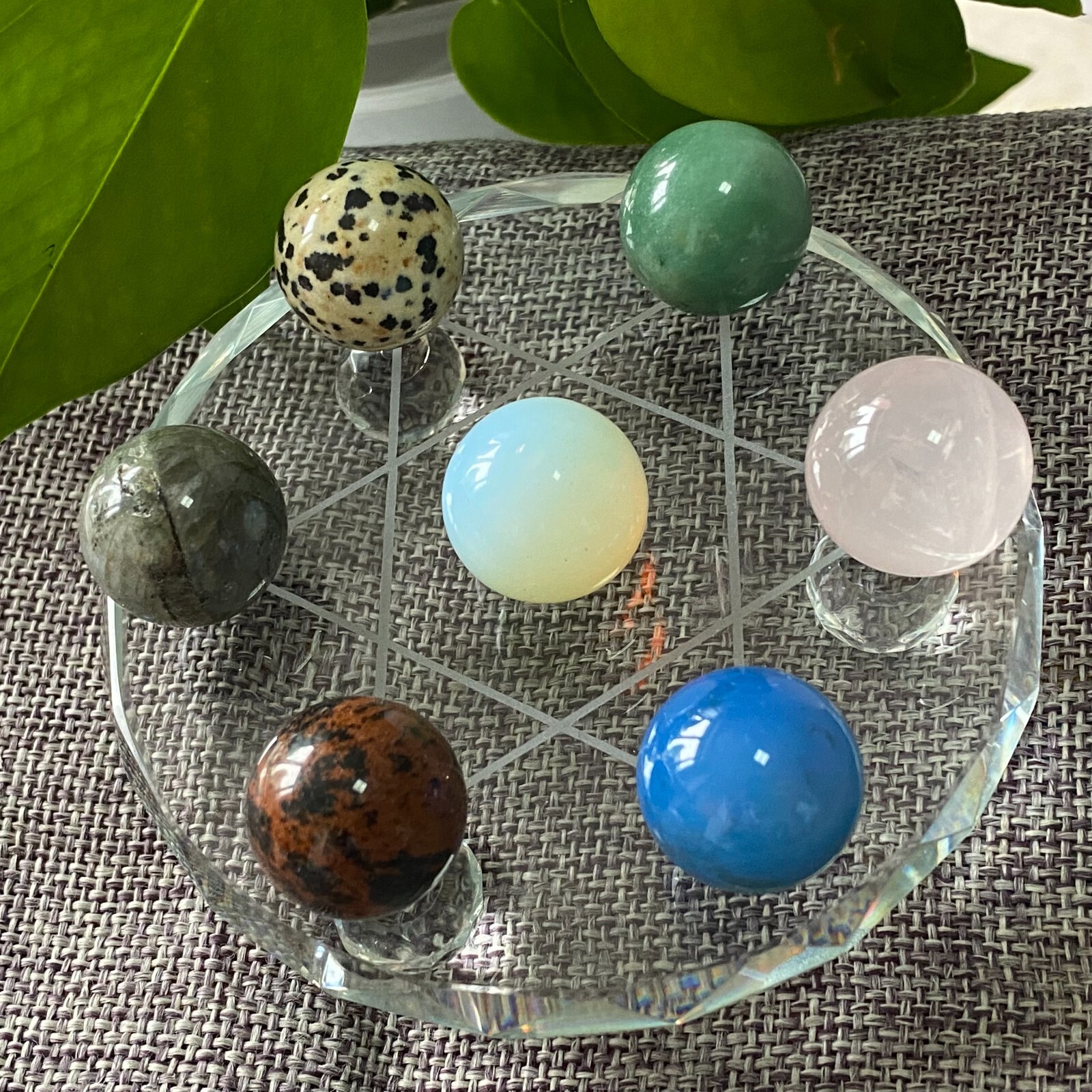 TOP Natural a lot Quartz Seven star array Sphere Quartz Crystal Reiki+stand 1PC