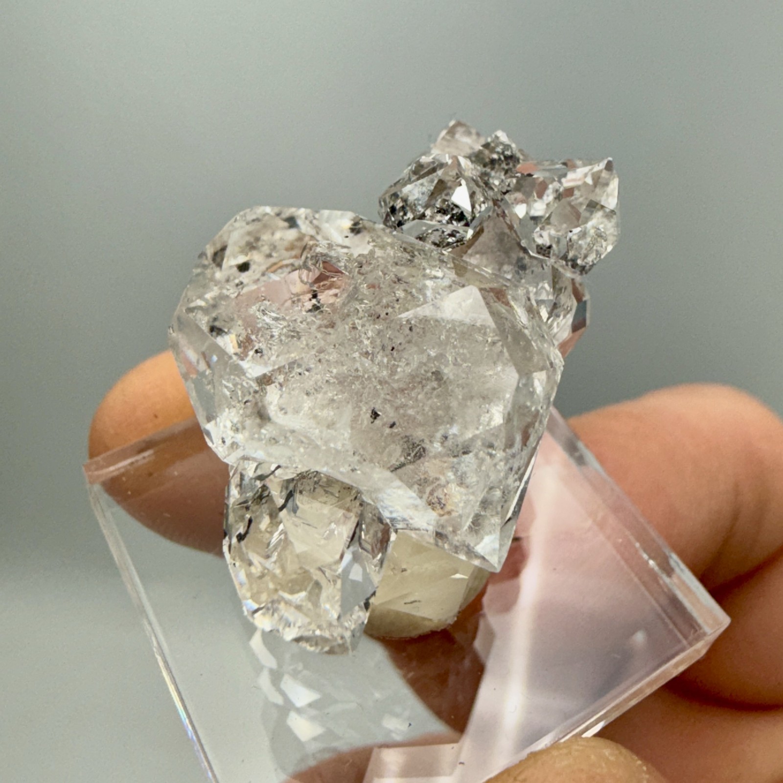 A Grade Herkimer Diamond Gem Cluster, 12 Crystals w/ Minor Black Hydrocarbon