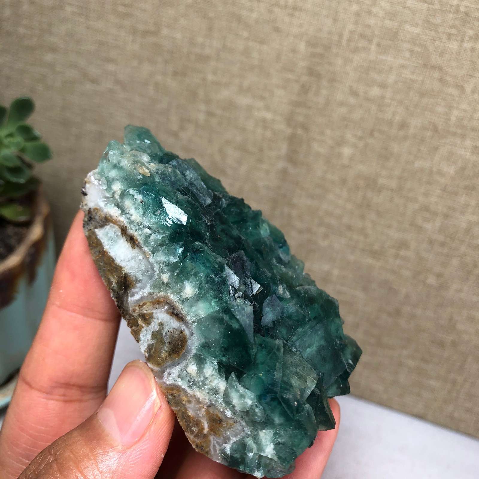 138g NATURAL Green Cubic FLUORITE Crystal Cluster Mineral Specimen A4728