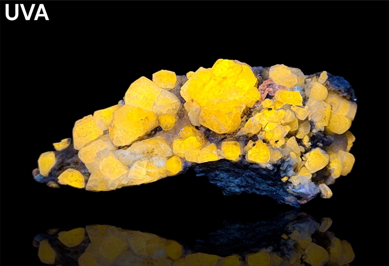 743 Gr. Fluorescent Marialite Scapolite Crystals Cluster W/Sodalite Calcite