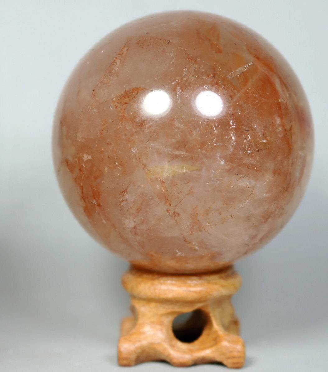 Natural RED FIRE QUARTZ Hematoid Crystal PHANTOM MULTI INCLUSIONS Sphere / Stand