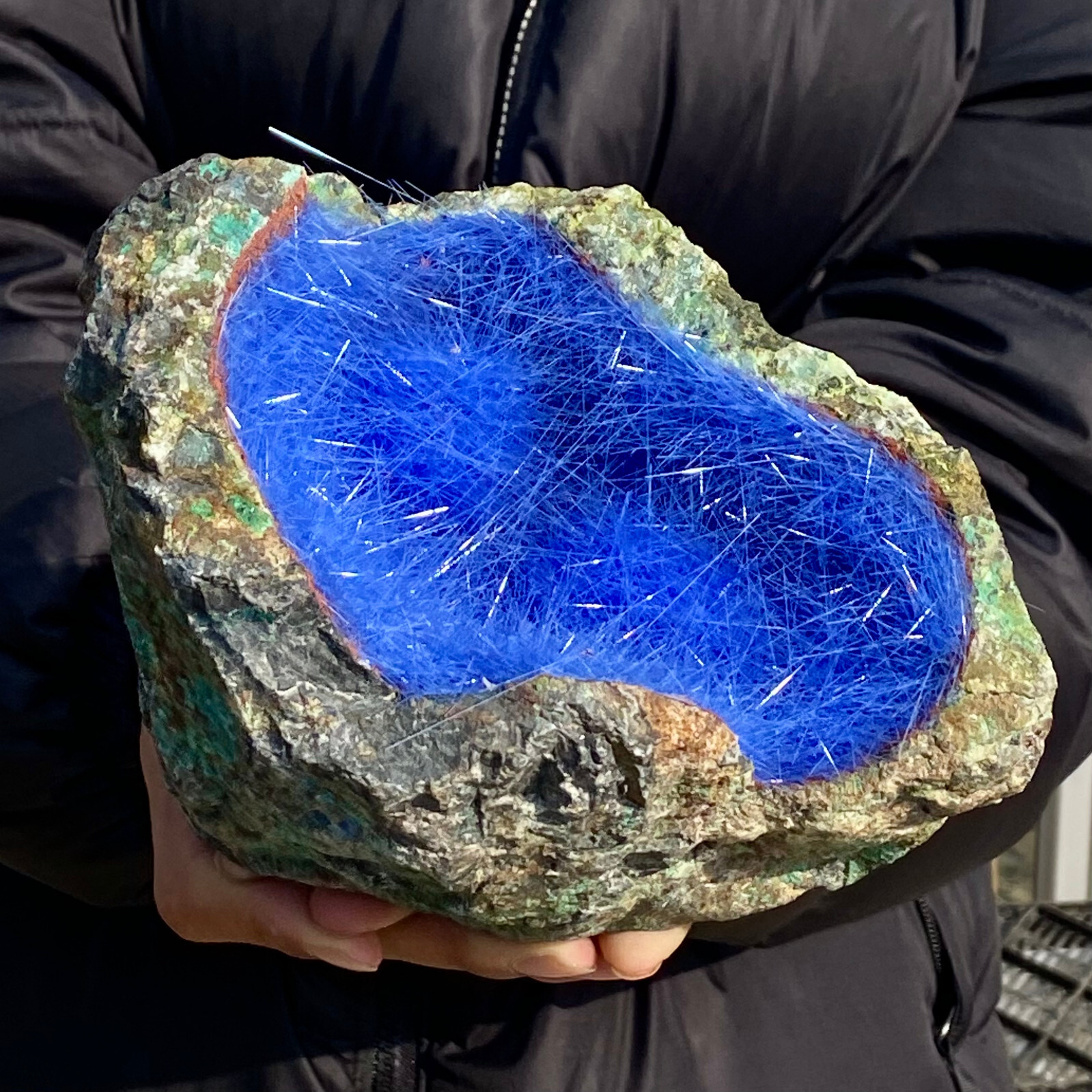 7.17LB Natural Blue Needle Iron Ore Mineral , Original Ore Quartz Crystal
