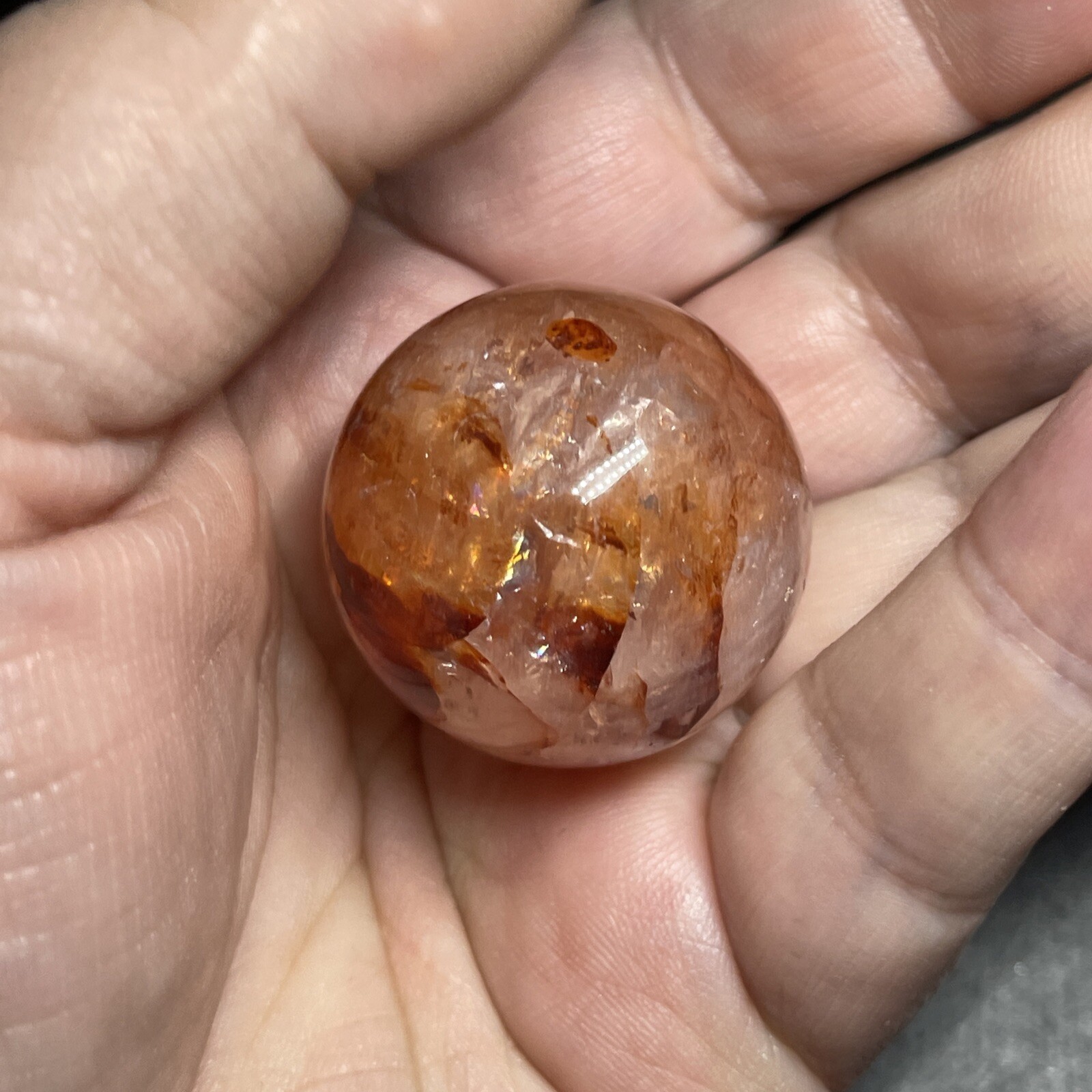 Fire Quartz Hematoid Crystal Sphere Ball Mini Sphere Marble 27.8mm