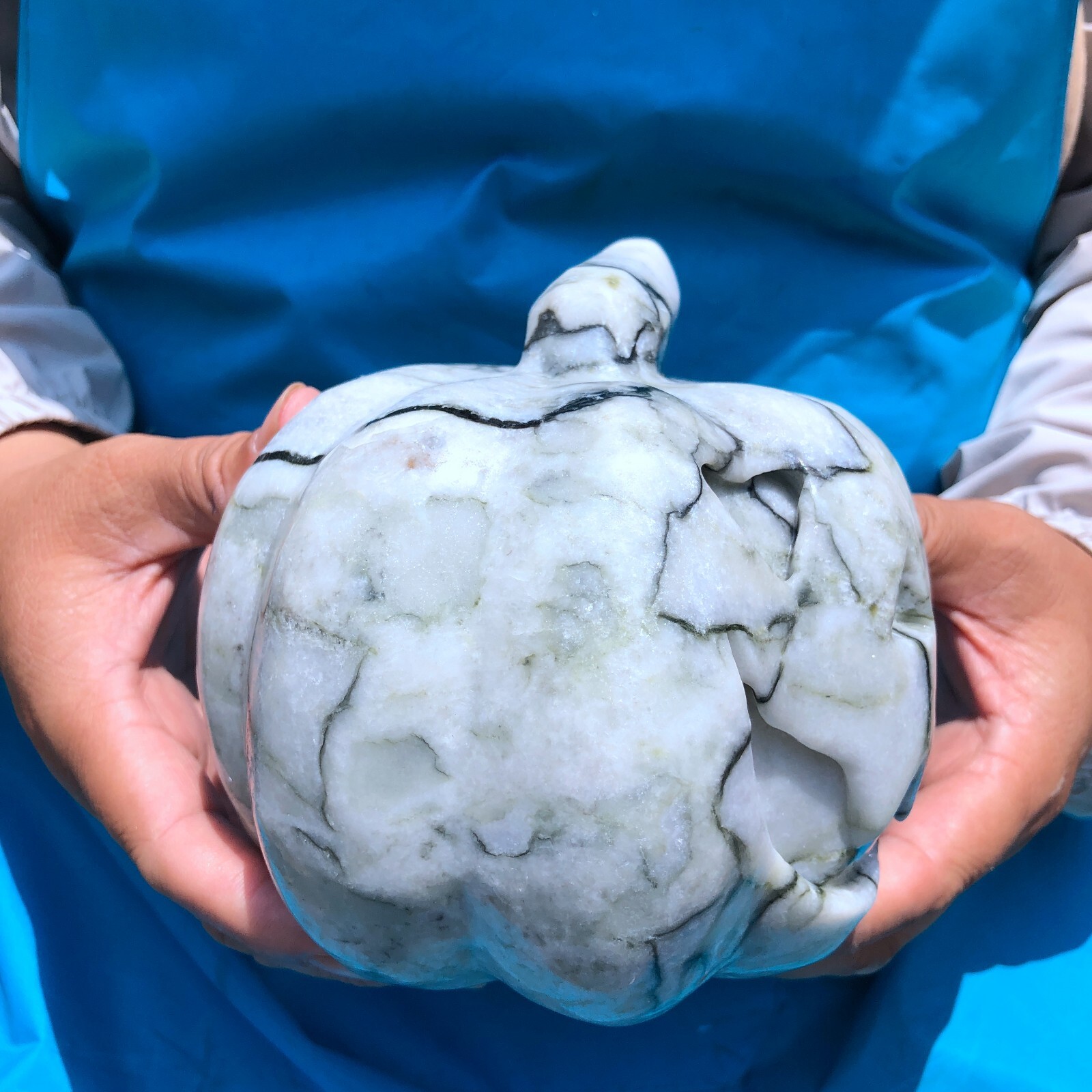 6.75LB Natural Quartz Hand Carved Pumpkin Halloween Pumpkin Crystal Skull 1787