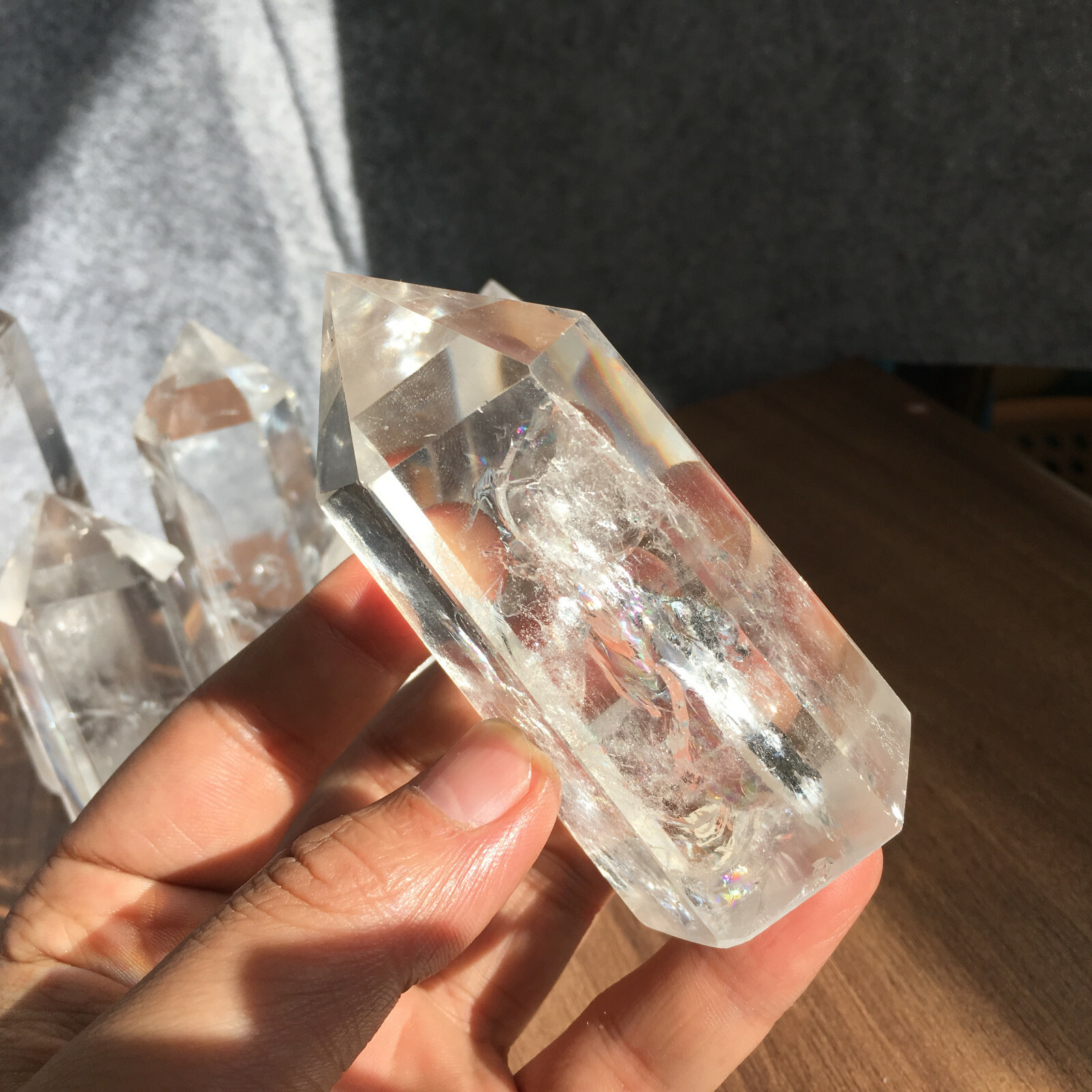 6PCS Natural clear quartz obelisk crystal WAND point healing random