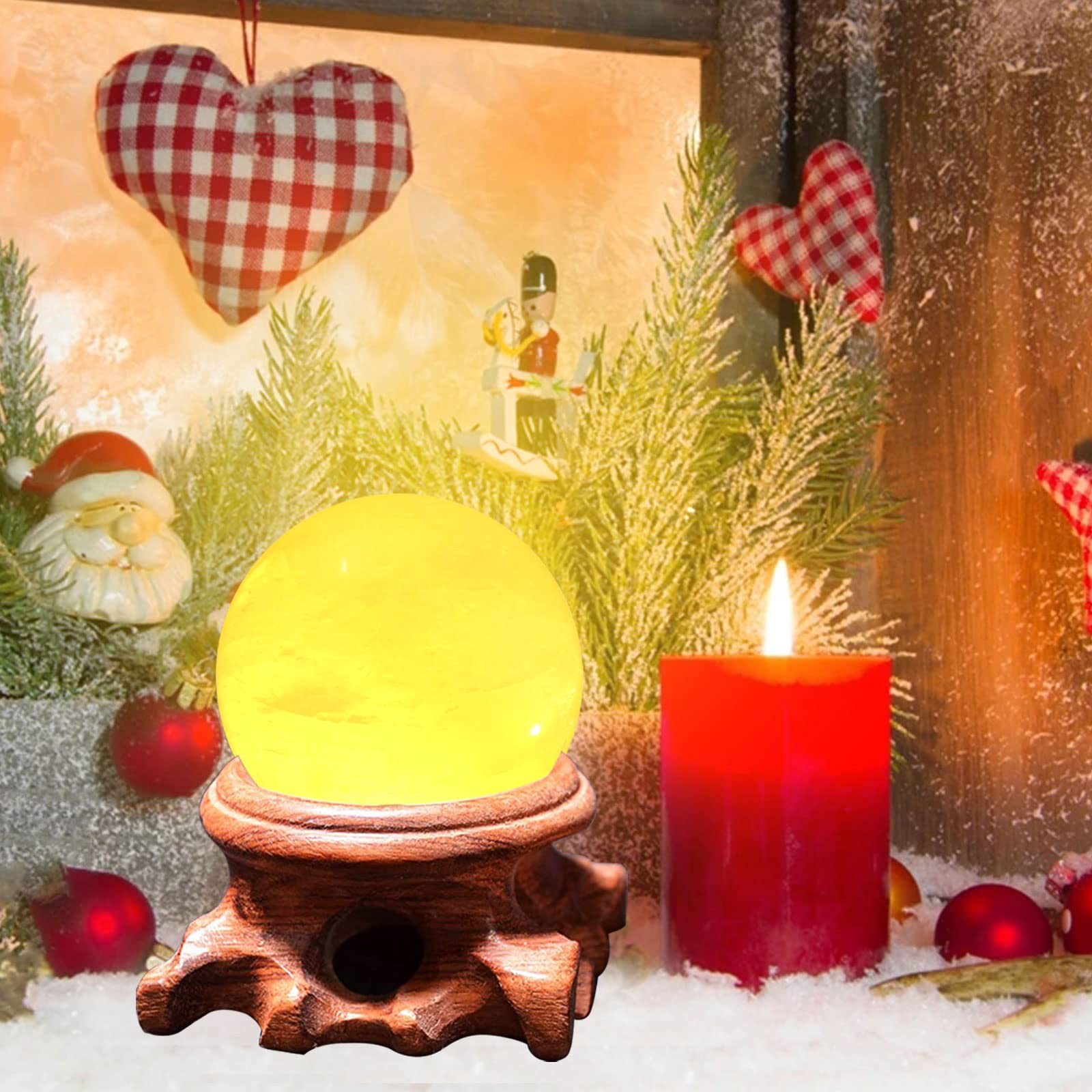 2 Inch Round Wooden Led Lights Display Base, Warm Light Display Stand Root Ca…