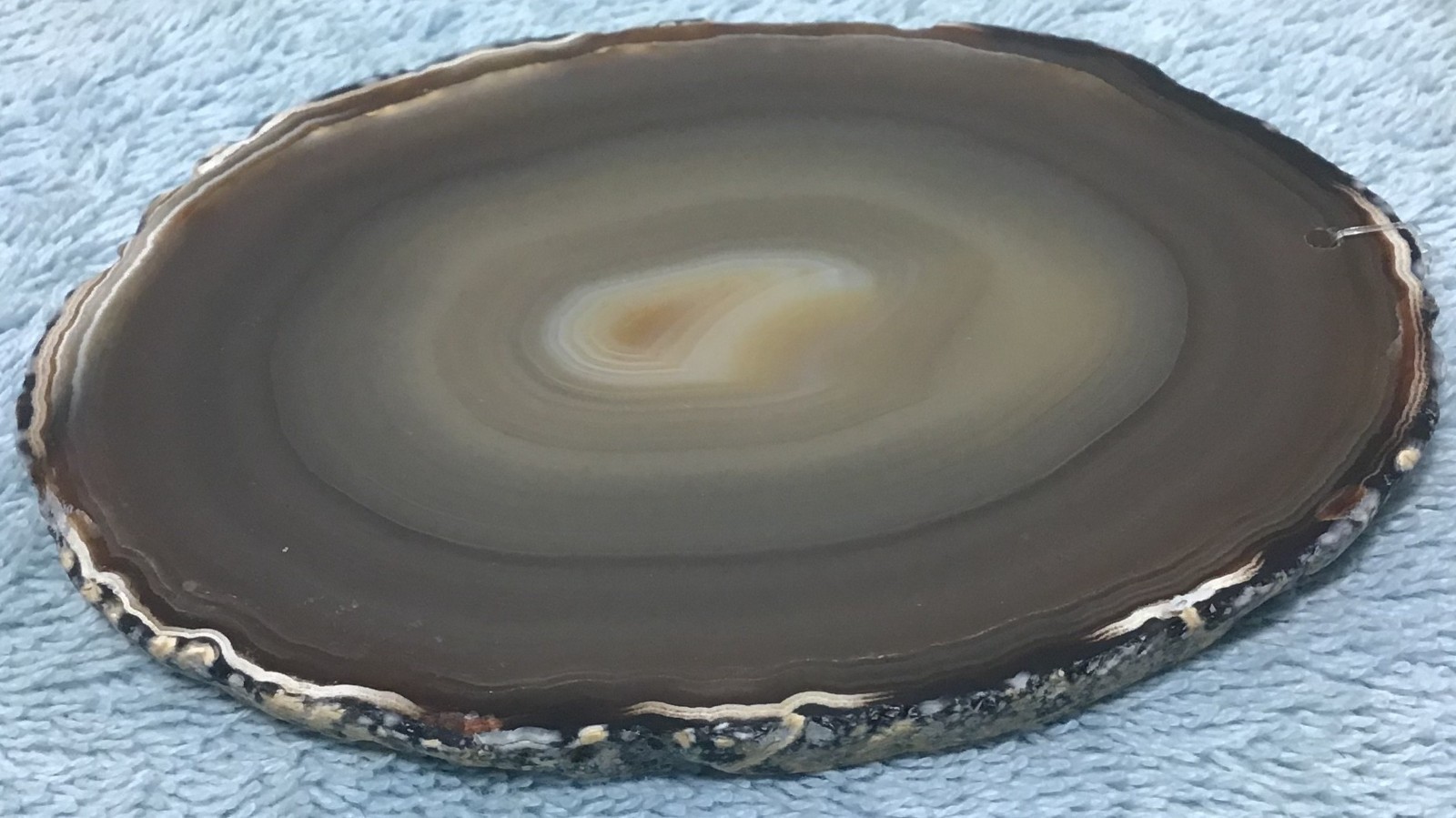 Brazilian Agate Slice Gemstone Opaque With Pink Orange Yellow Tan