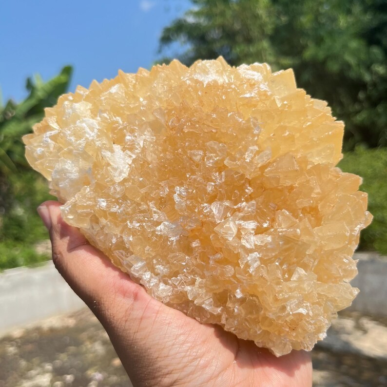5.9 Lb Huge Yellow Calcite Crystal | High Quality Flower Calcite | Healing Stone