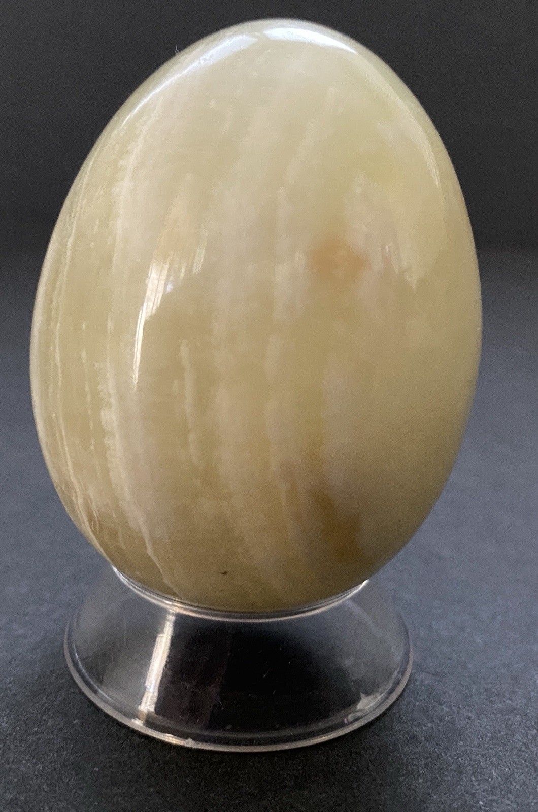 Natural Onyx Stone Egg With Stand Hand Polished Banded Agate Calcite Crystal