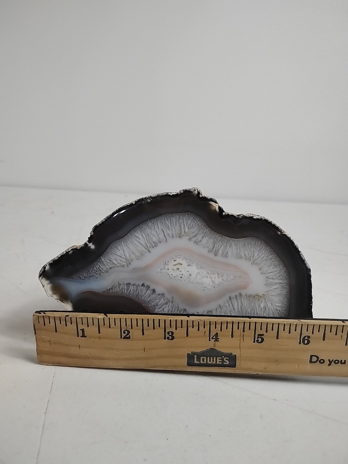 Geode Half Cut and Polished Origin Unknown White/Brown/Dark Brown – SEE PICS!!!