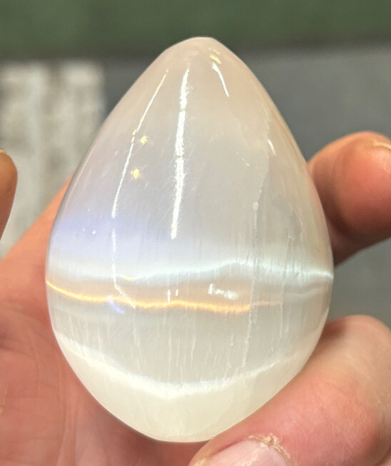Selenite Polished 3″ Egg with Stand