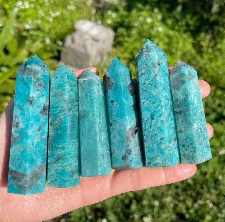 Amazonite Crystal Wand Obelisk Chakra Healing Witch Tower Point Home Decor Gift