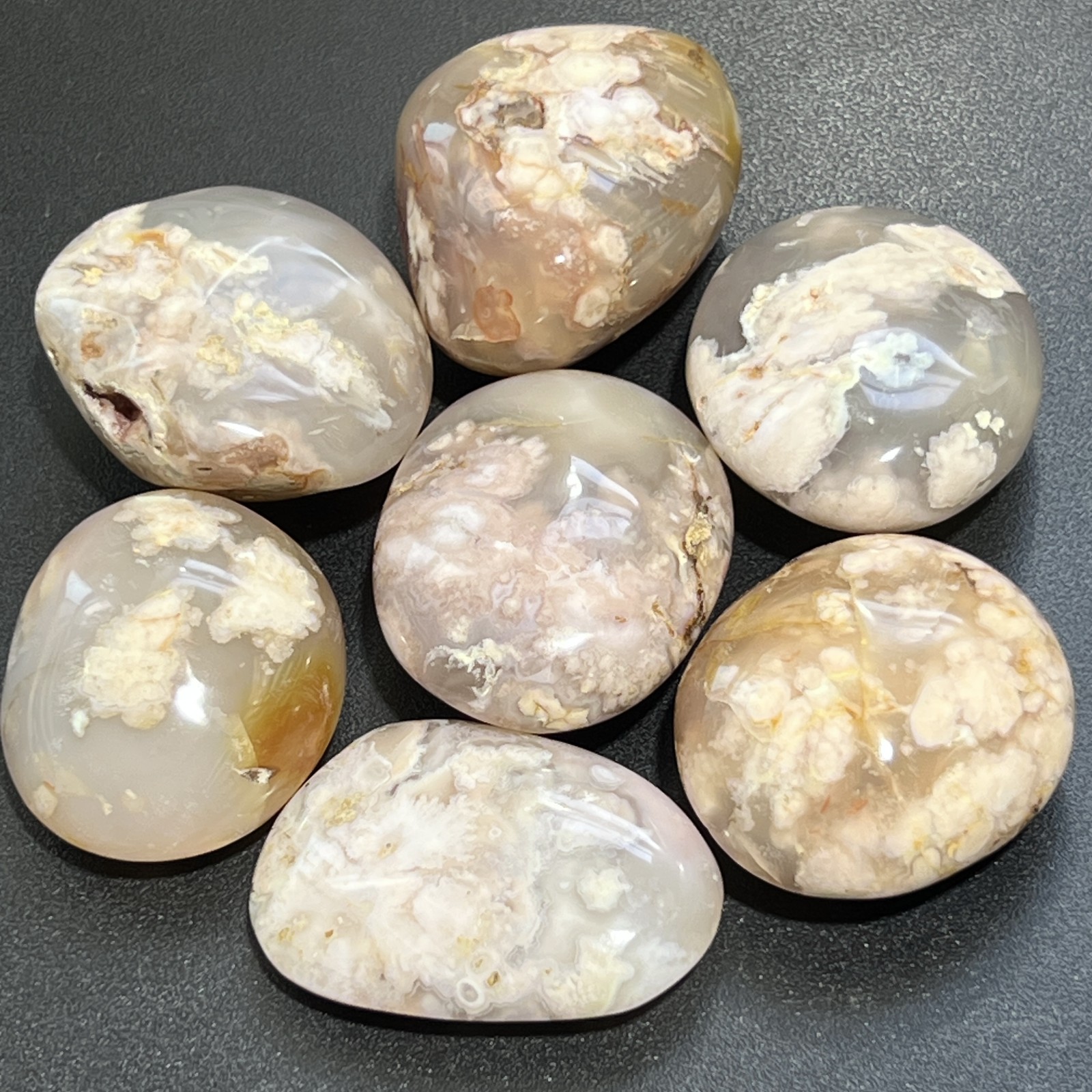 Flower Agate Crystal Palm Stone Gemstone Home Decor Carving Supply