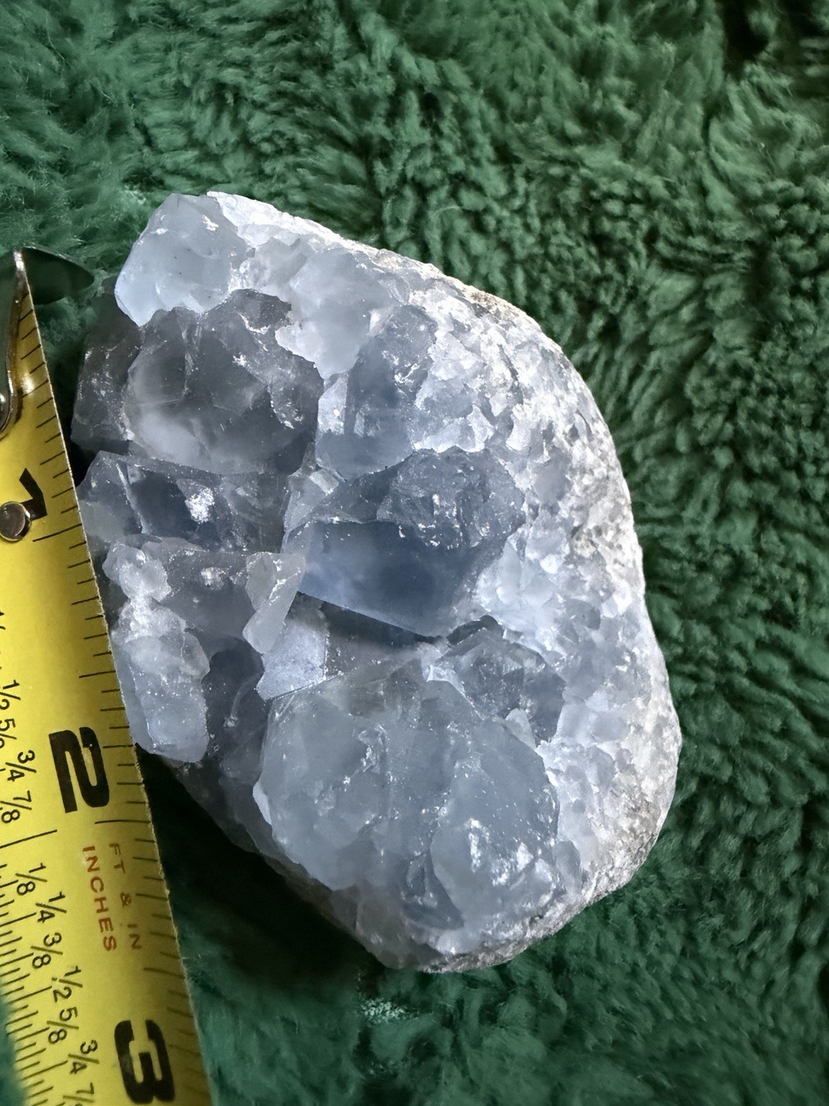 Natural Blue Crystal Geode Mineral Specimen 3” Hand Collected Utah Desert