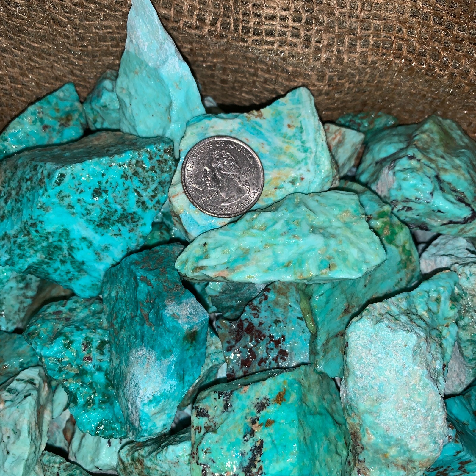 2000 Carat Lots of Natural Turquoise Rough + a Free Faceted Gemstone