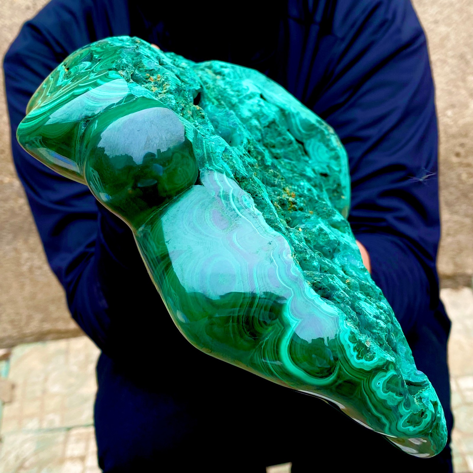15.7LB Natural glossy Malachite transparent cluster rough mineral sample