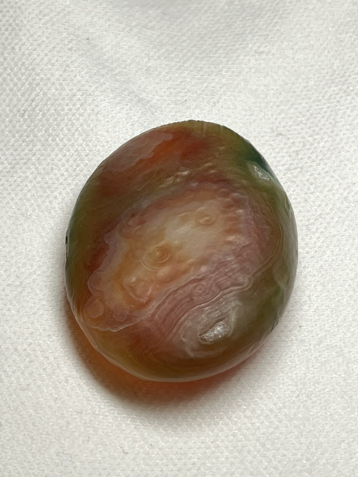 RARE Gobi Eye Agate Bonsai Suiseki Green Orange Flat Palm Stone 21g Raw Natural