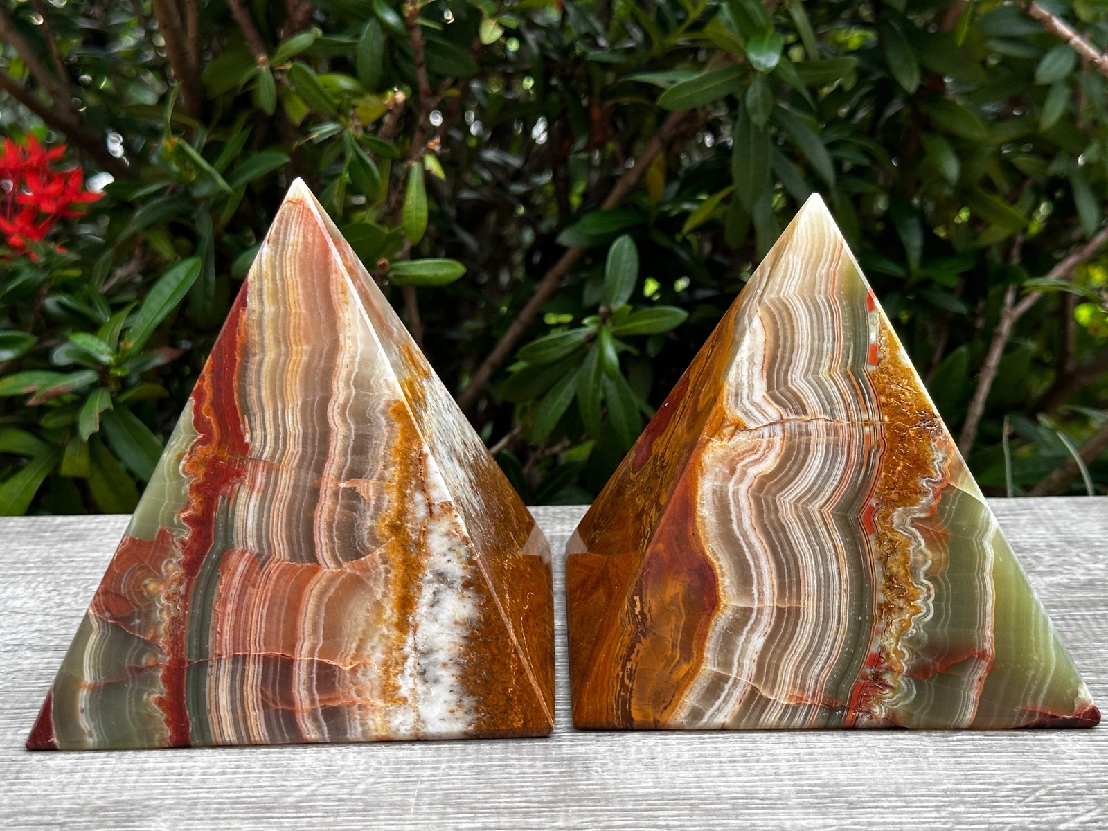 2″ 3″ & 4″ Green Onyx Crystal Pyramid, Grade A ++Multi Green Marble Onyx Pyramid