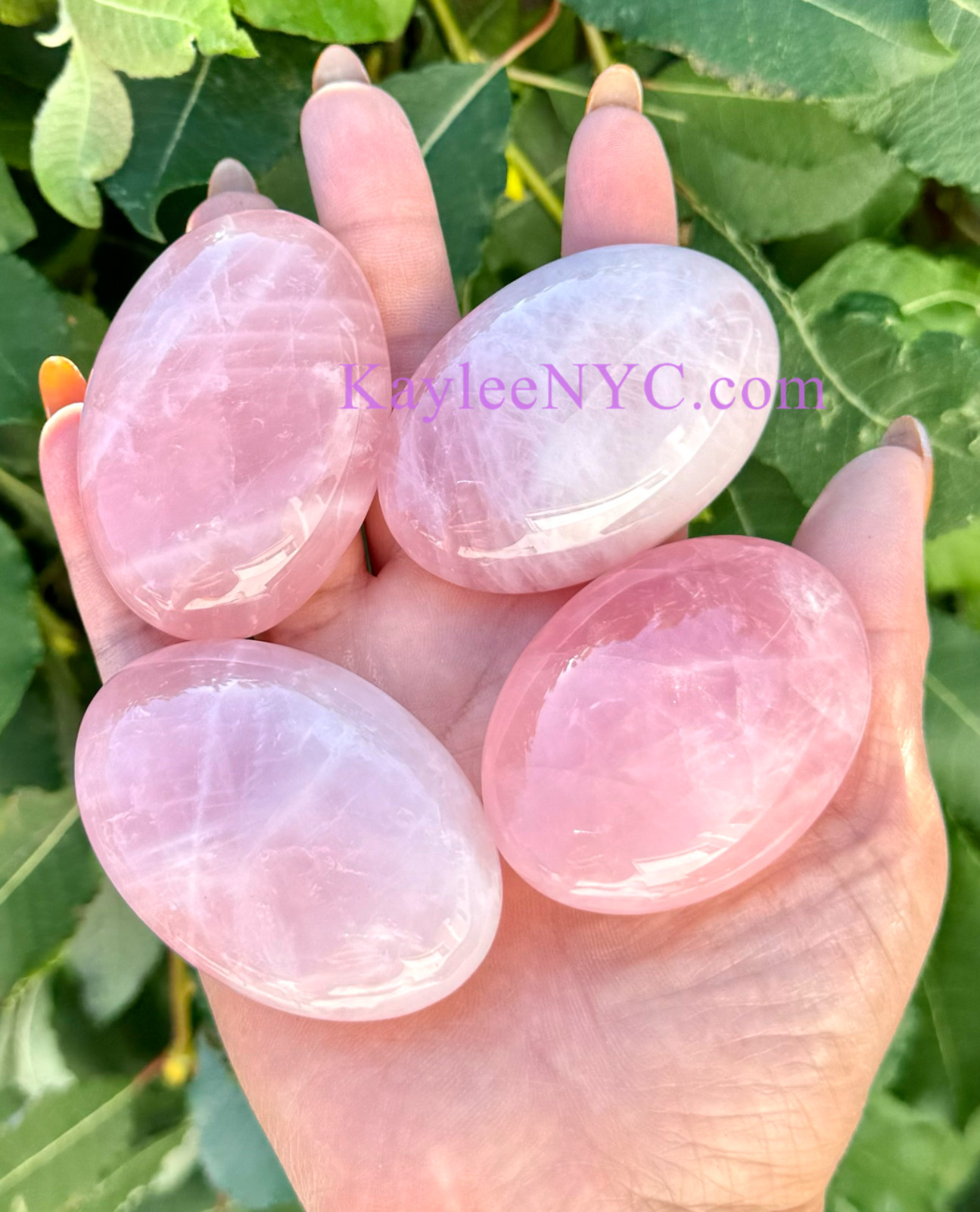 Wholesale Lot 8 PCs Natural Rose Quartz Palm Stone Crystal Healing