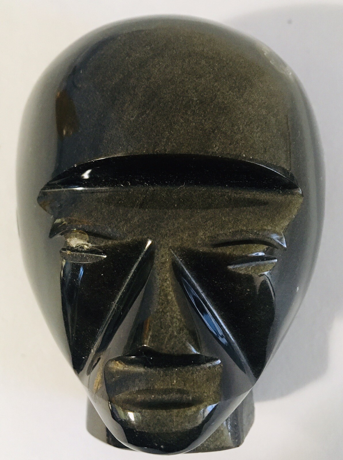 Obsidian Silver Sheen Carved and Polished Head 3″
