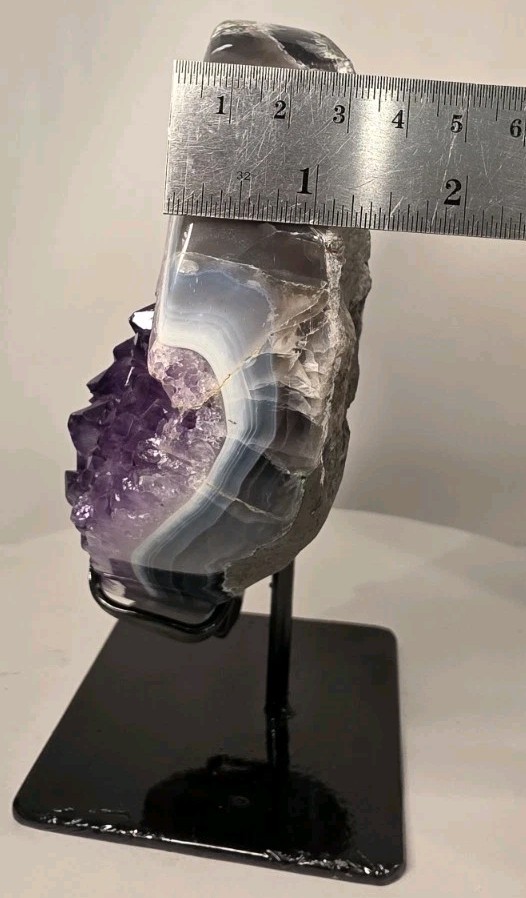 8″ 5LB 12oz Amethyst Heart Crystal Cluster Geode FREE Stand