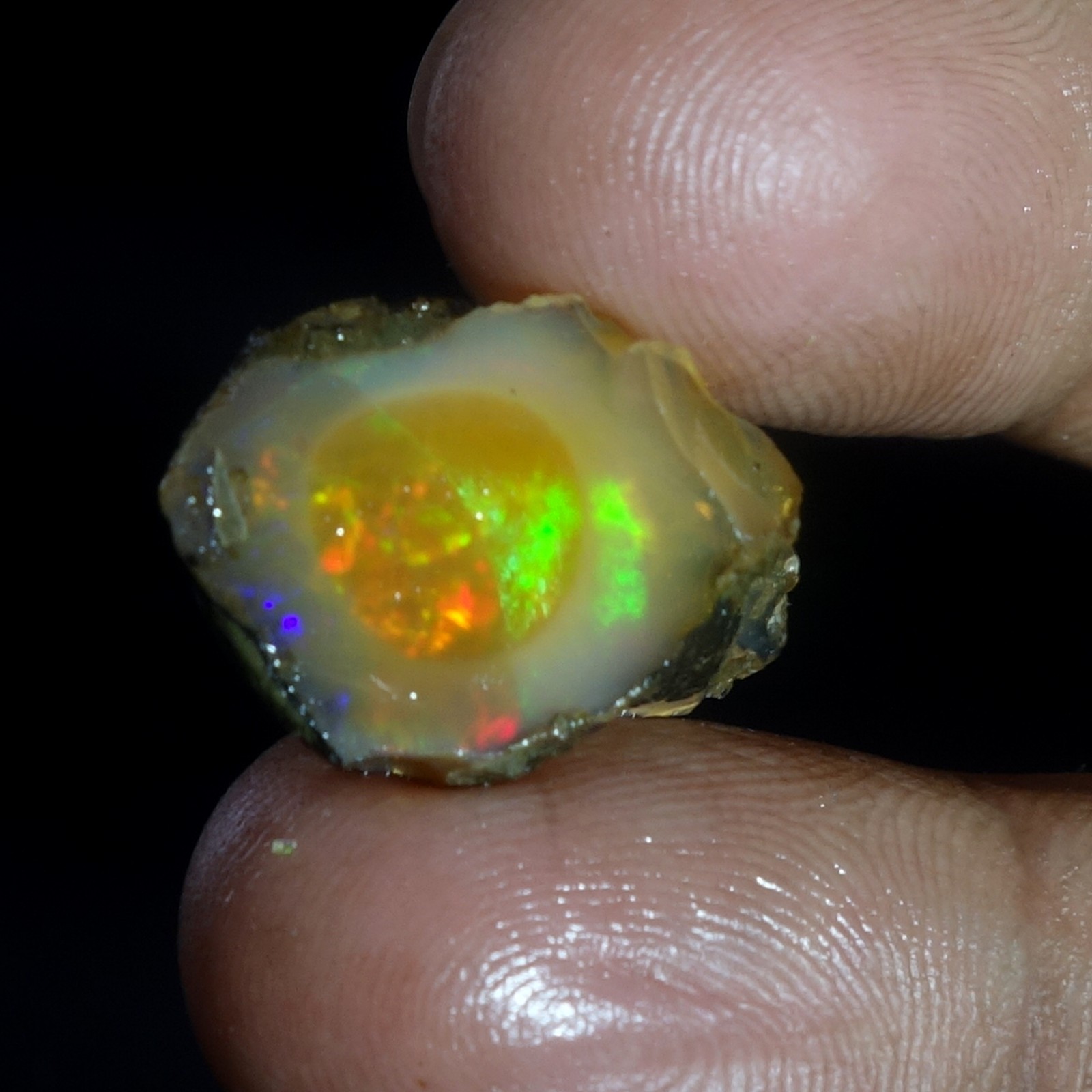 AA+ Ethiopian Oli Opal Rough Entreated Welo Opal Multi Fire Color Flash 11.80Cts