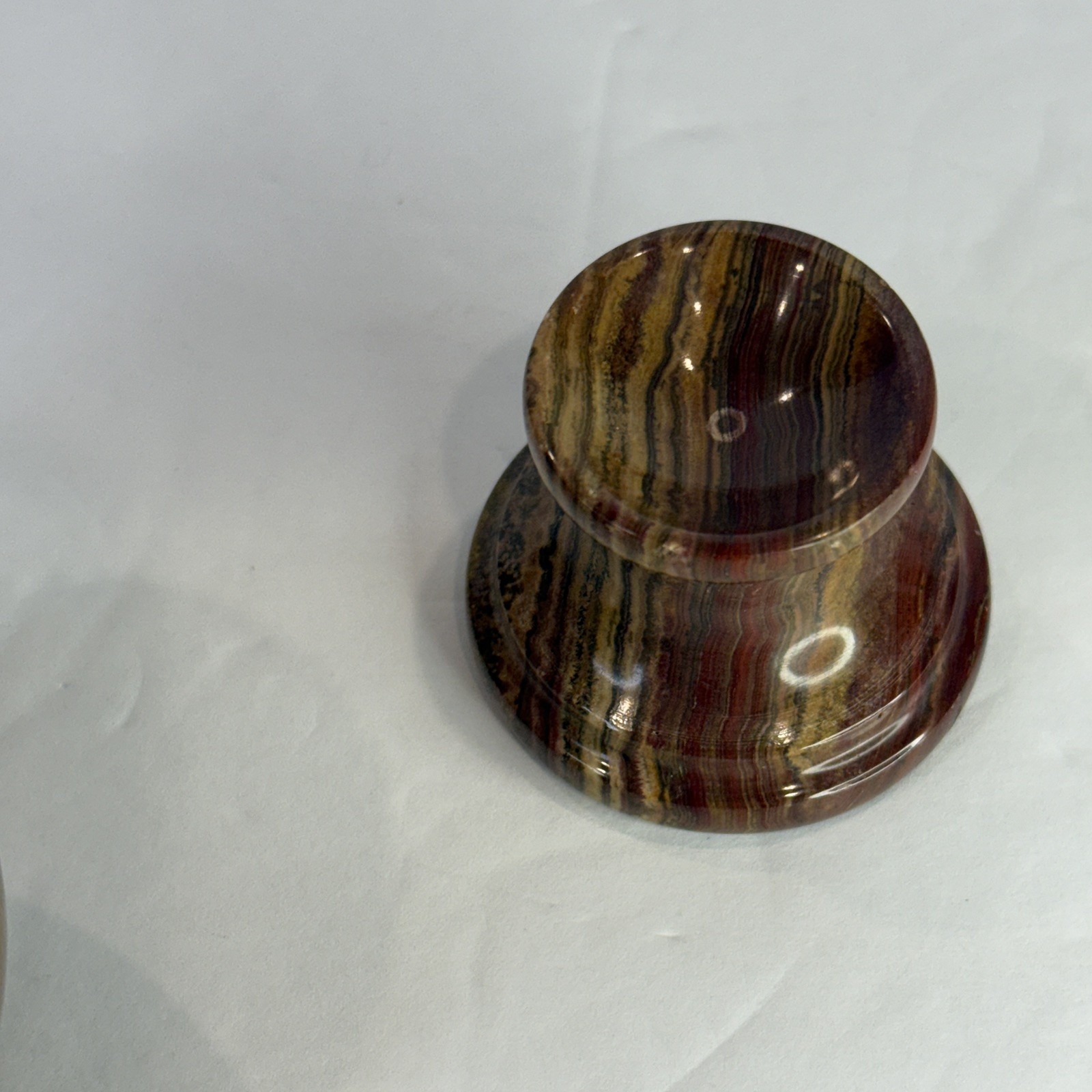 Collector-Grade Banded 🤎 Brown Onyx Sphere on Pedestal • 631g Natural Stone