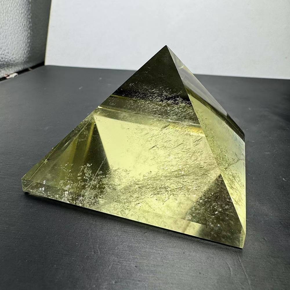 320g Natural Citrine Quartz Carved Pyramid Crystal Reiki Healing Decor