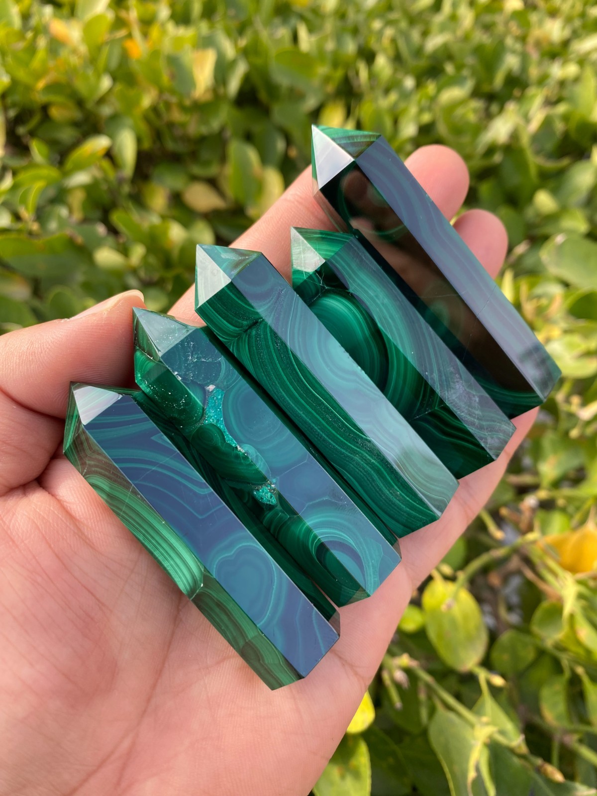 1pc Top Natural Malachite Quartz Obelisk Crystals Tower Chakras Point healing