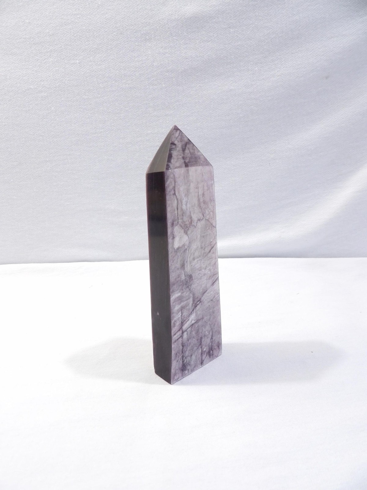 Natural gem lepidolite metallic purple mica tower point, 175g, 5.25″L