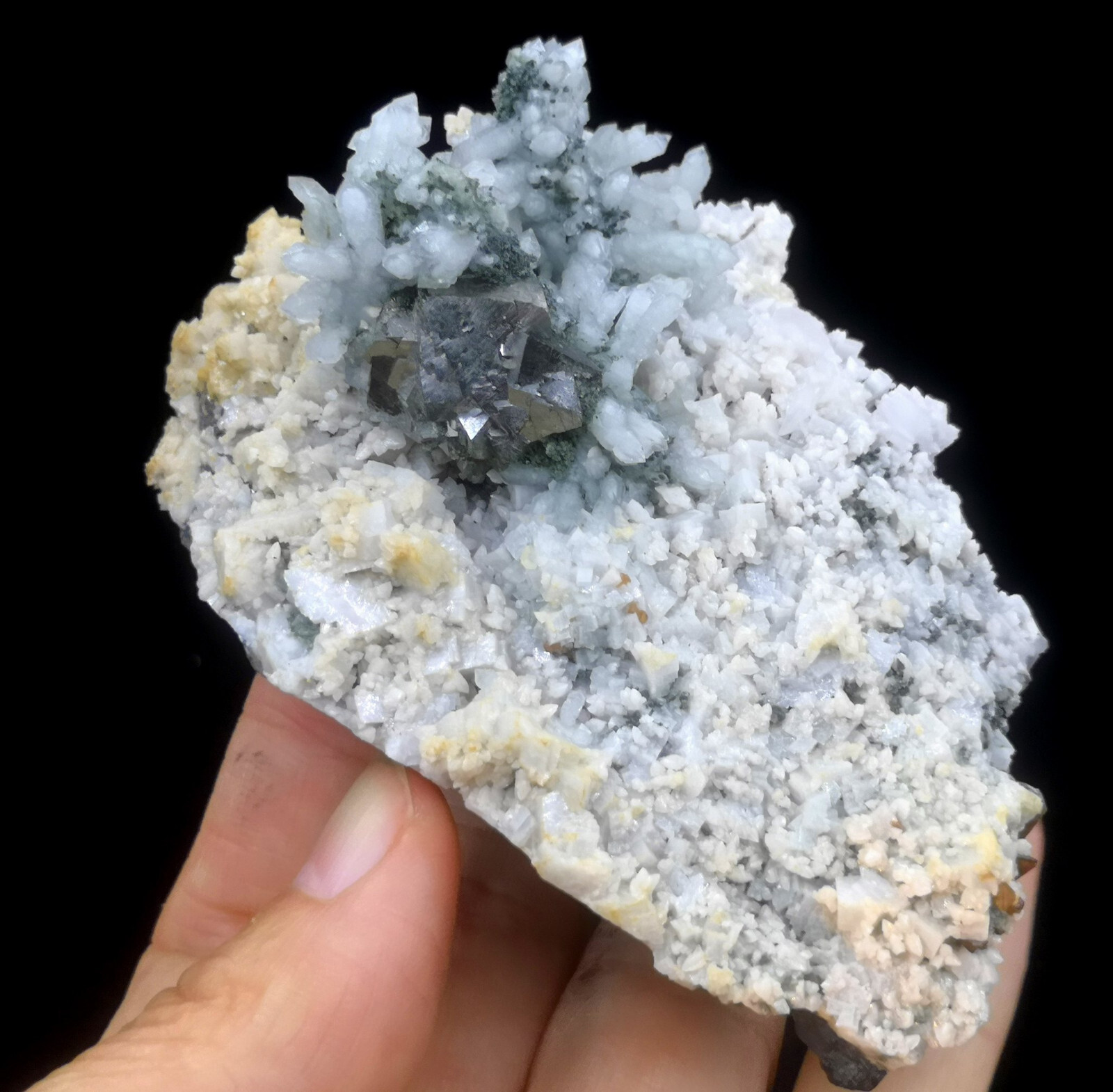 230g 84mm Arsenopyrite Quartz & Dolomite on Magnetite Inner Mongolia China B9986
