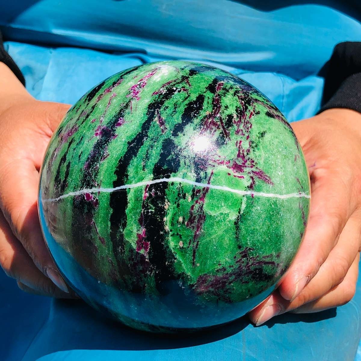 5.67 LB Large Natural Ruby Zoisite Sphere Crystal Healing Stone Specimen 5158
