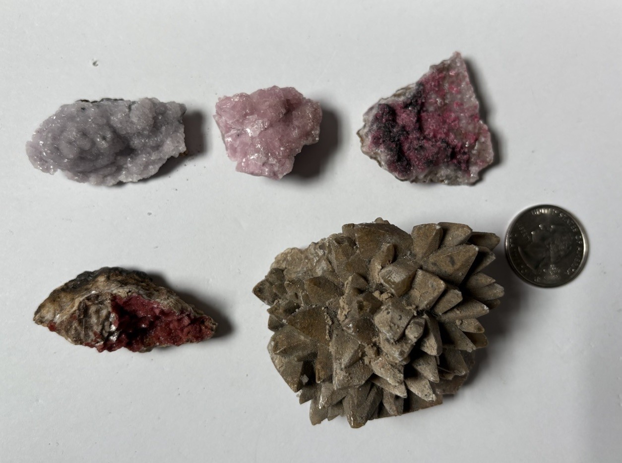 Calcite Crystal Lot Of 5 Pieces Pink Cobaltoan Calcite Dogtooth Cluster