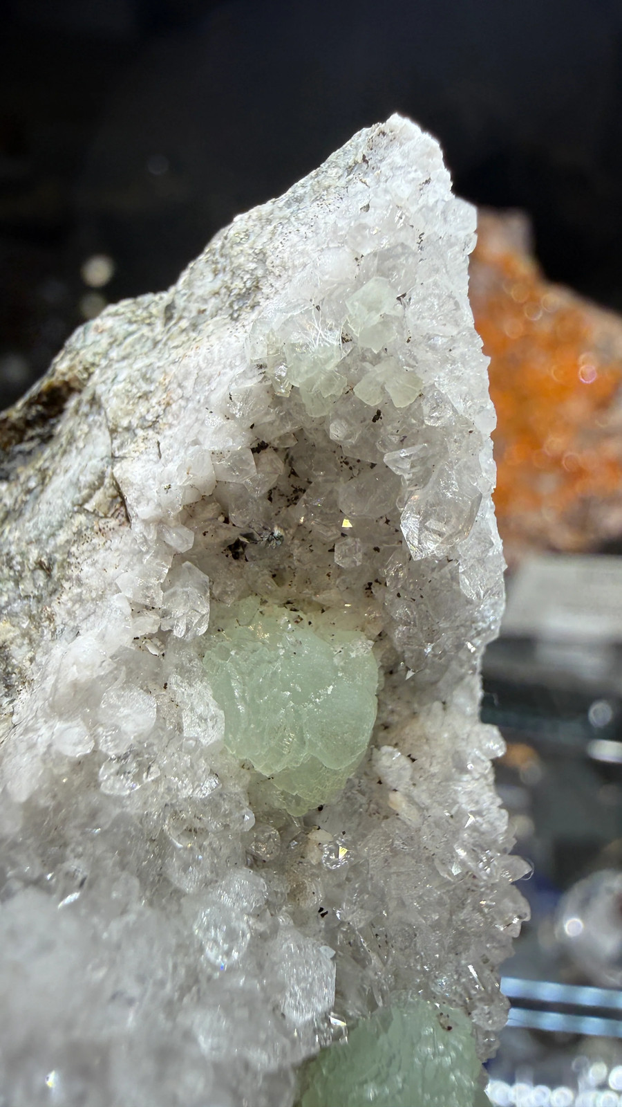 Prehnite, Quartz- Upper New Street Quarry, Passaic County, New Jersey, USA