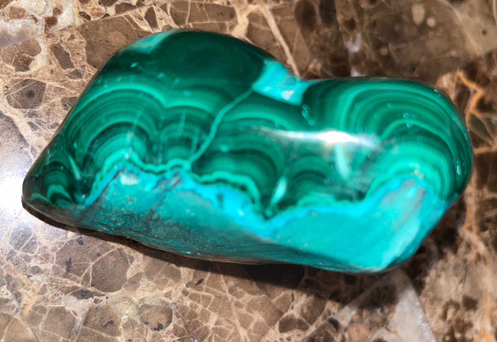 6.1oz Dark Green Malachites. Length 2 3/8”, Width 1 3/4”, Height 1 3/8”