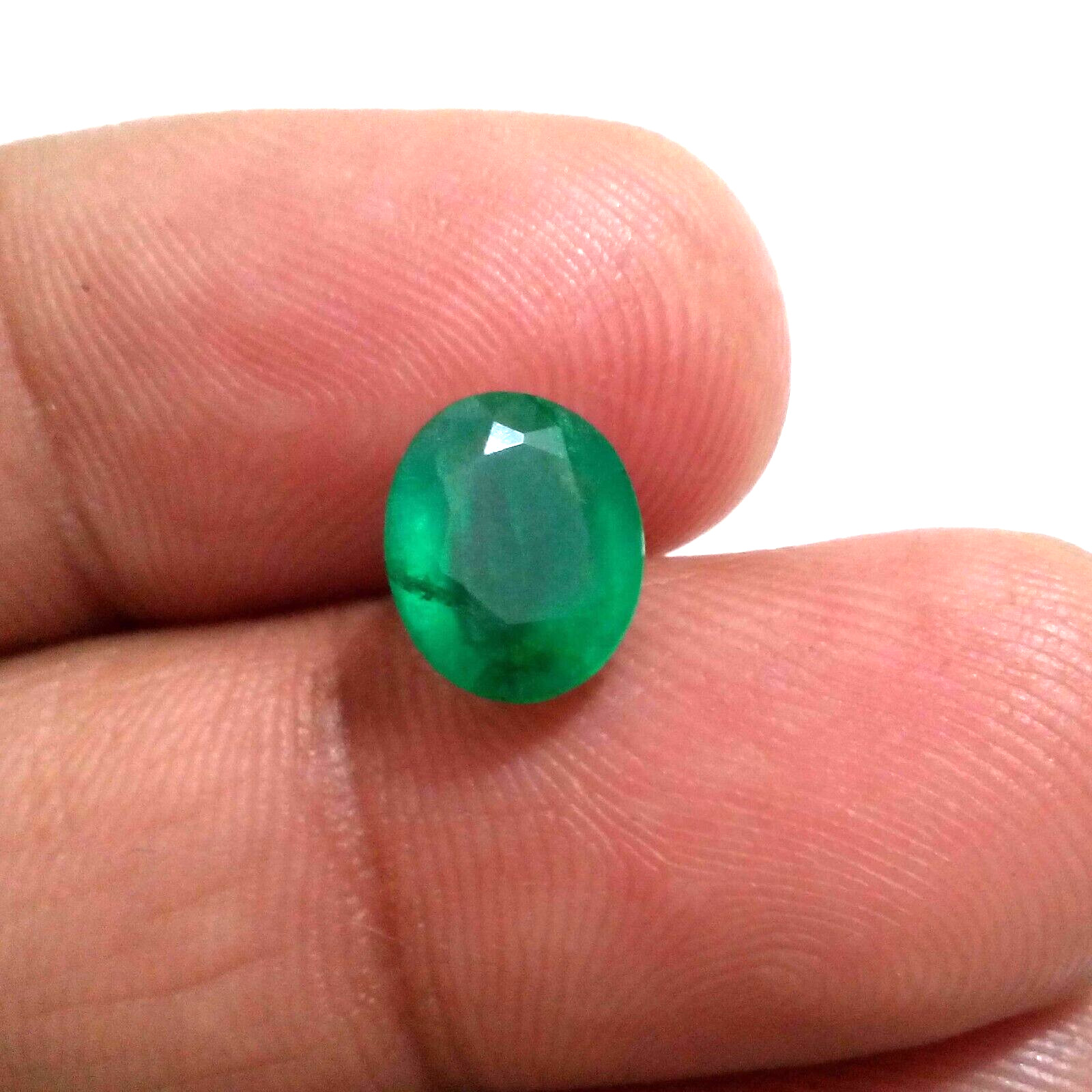Rare Beauteous 2.85 Crt Zambian Emerald Faceted Oval Shape Green Loose Gemstone