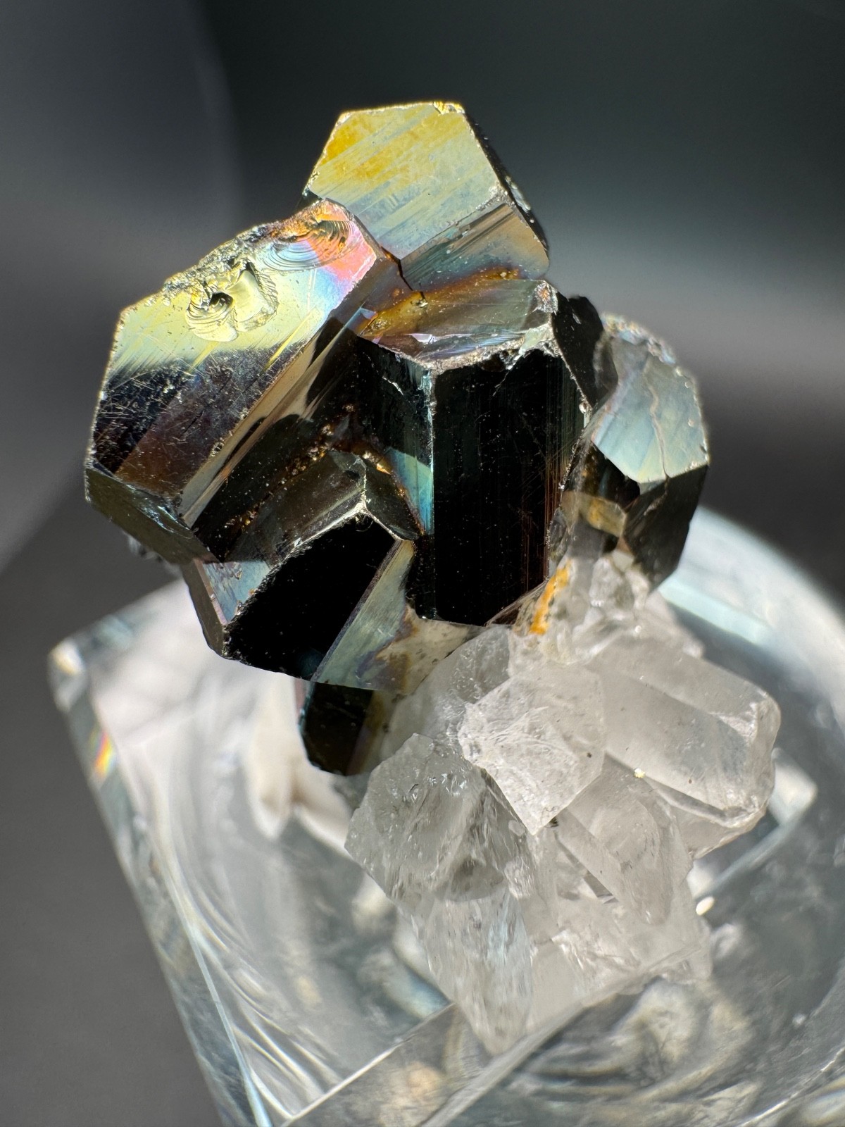 6595 Iridescent Rainbow Pyrite on Quartz Indonesia 28g