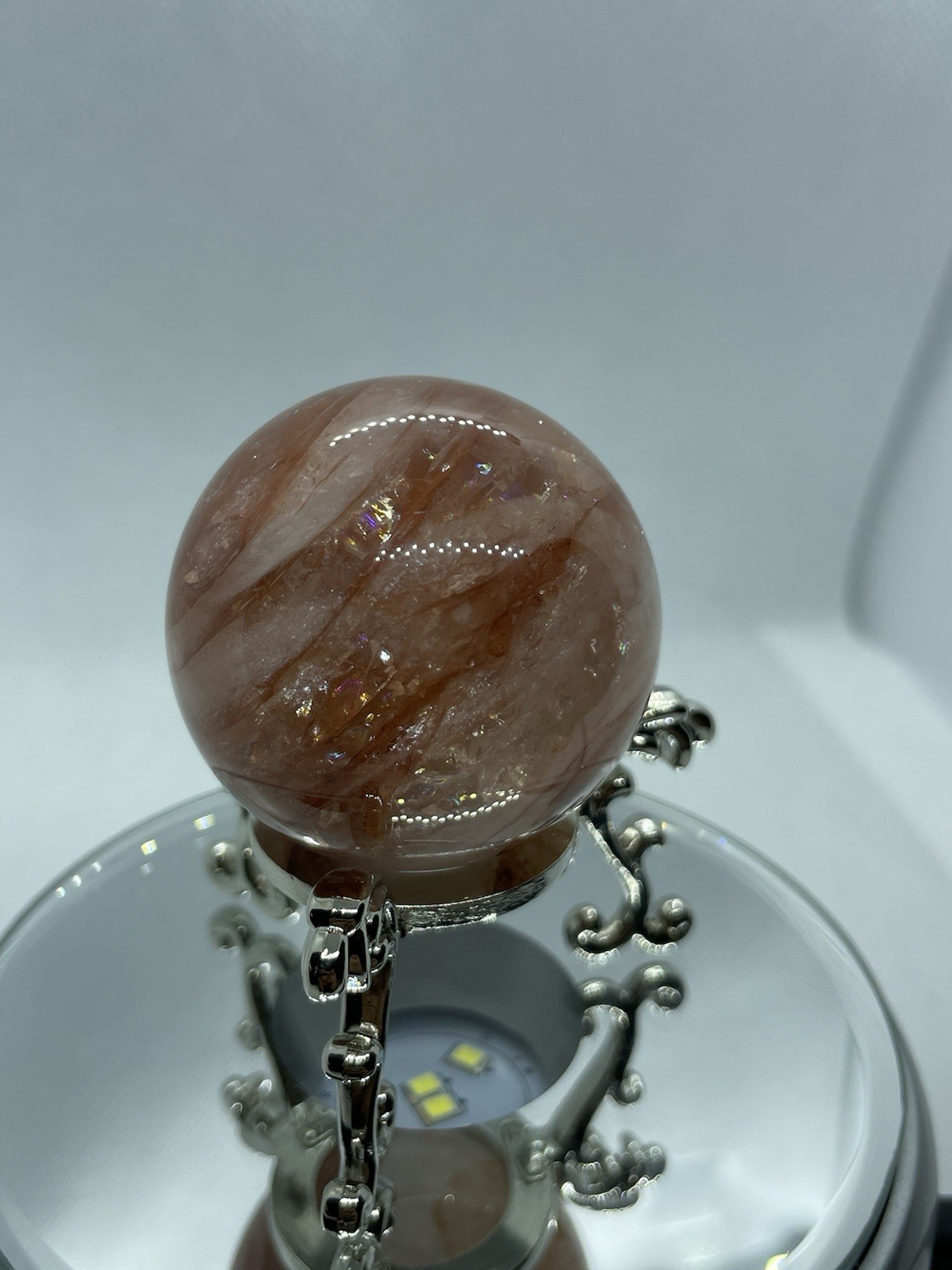 Fire Quartz Sphere 40mm 98g Gemstone/Crystal W/Stand