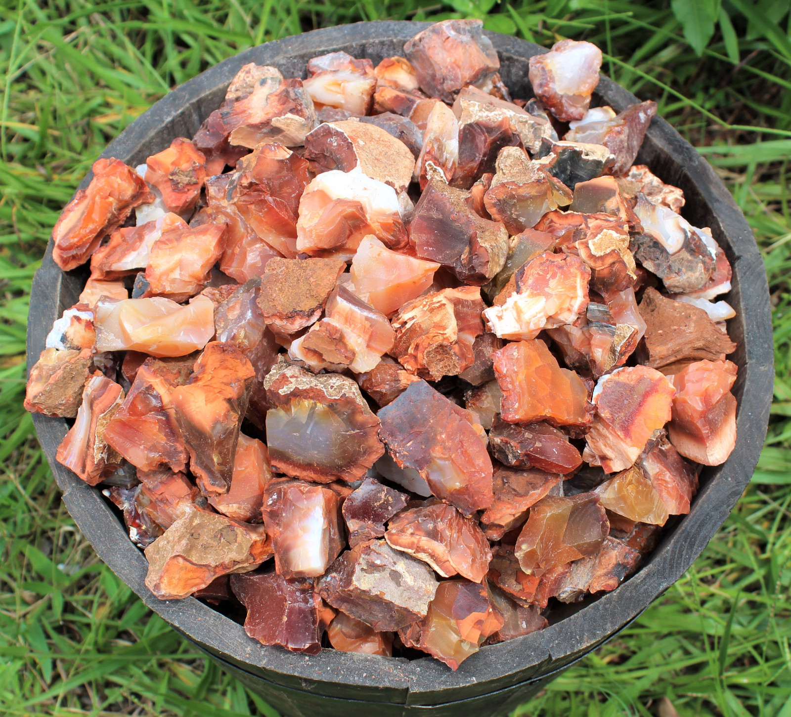 5 lb Bulk Lot Natural Rough Carnelian (Raw Stone Crystal Tumbling, MADAGASCAR)