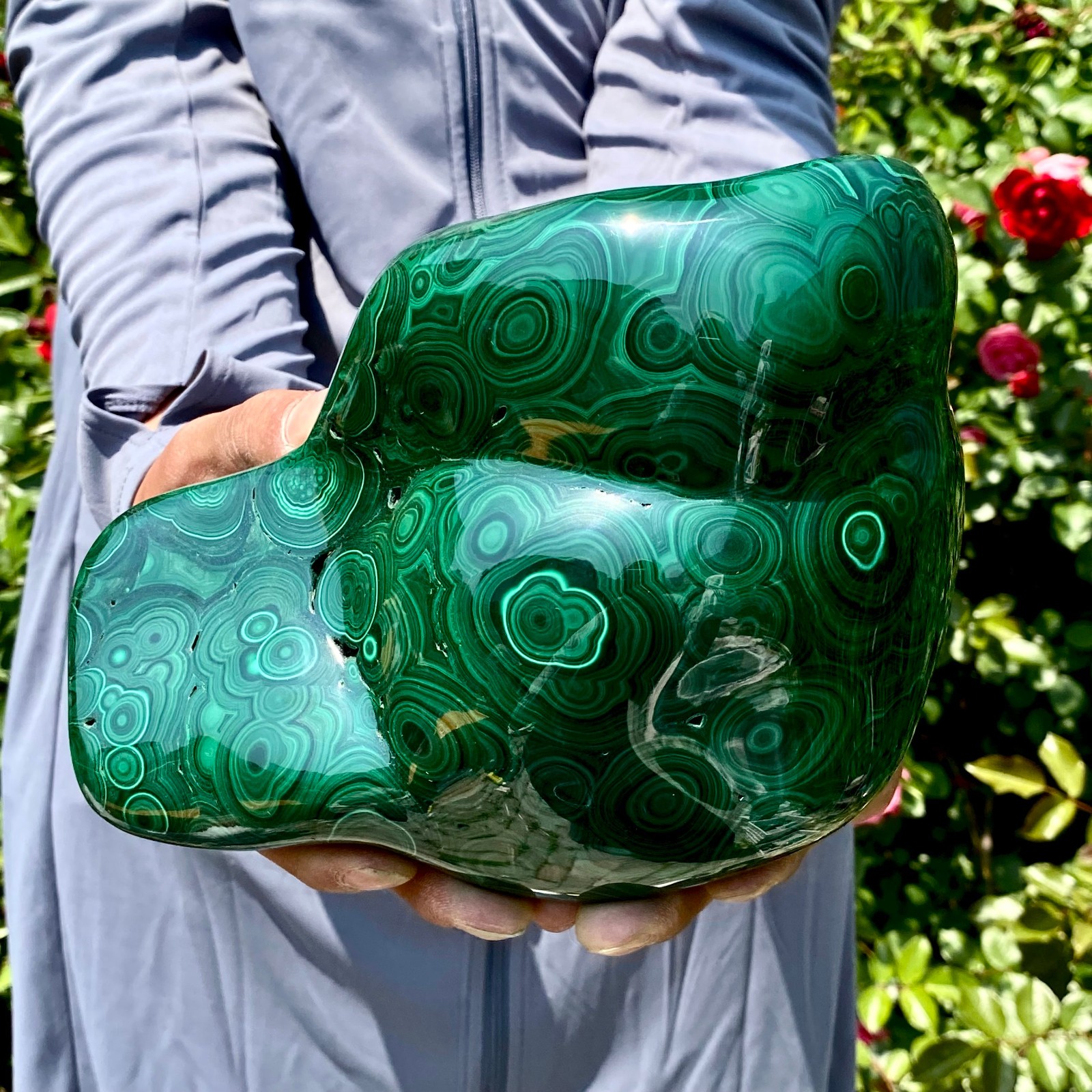 8.5LB Natural glossy Malachite egg transparent cluster rough mineral sample